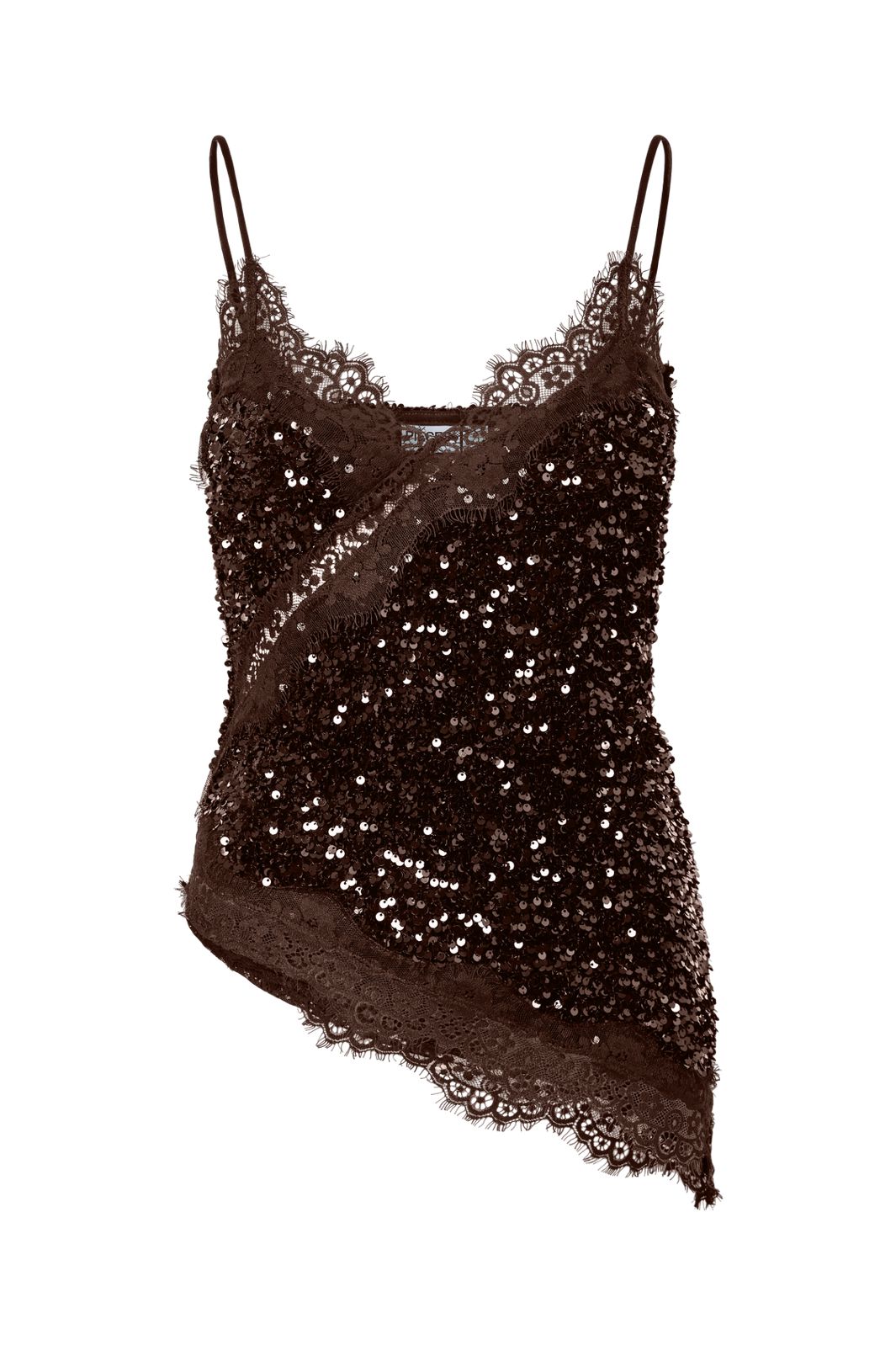 Pieces - Pckammy Strap Lace Top - 5170255 Chicory Coffee Brown Sequins