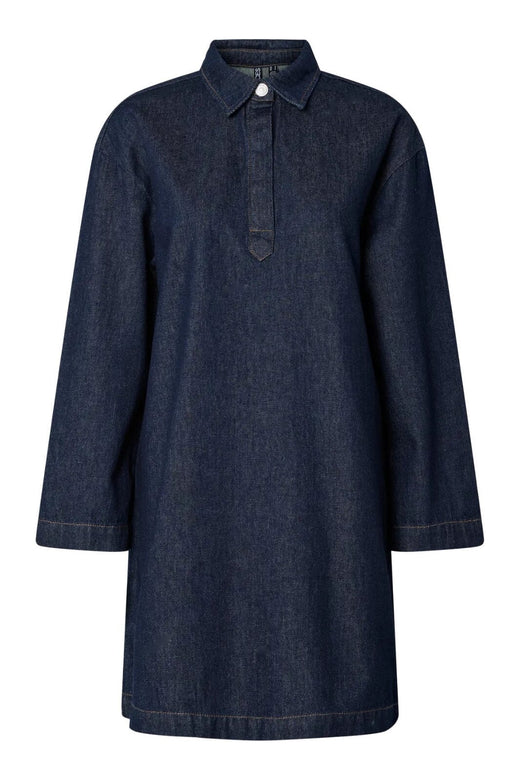 Pieces - Pckenya Ls A-Shape Denim Dress - 4806807 Dark Blue Denim Rinse