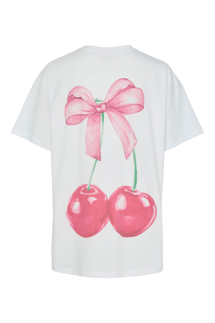 Ennakkotilaus - Pieces - Pcmikka Ss O-Neck Oz Tee Box - 4952795 Bright White Cherry Bow