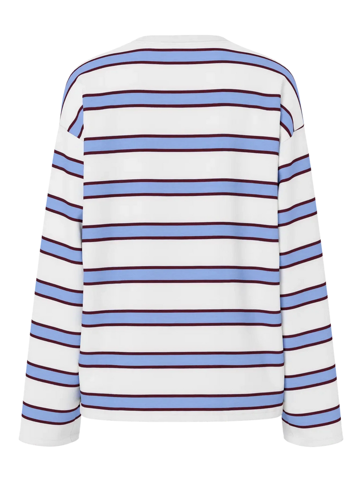 Pieces - Pcmila Ls Loose Tee - 4902154 Hydrangea Winetasting/Cloud Dancer T-shirts 