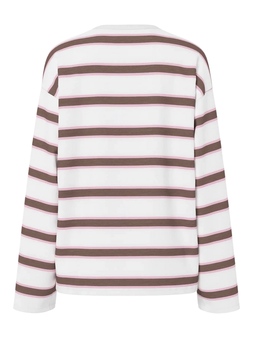 Pieces - Pcmila Ls Loose Tee - 4992999 Coffee Quartz Roseate Spoonbill/Cloud Dancer T-shirts 