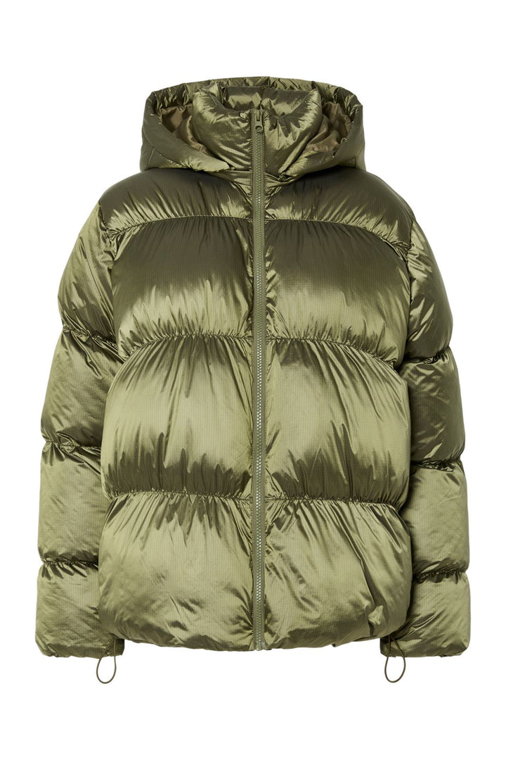 Pieces - Pcmilla Shiny Puffer Jacket W. Hood - 4880204 Military Olive