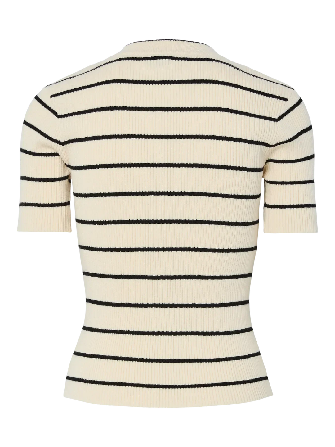 Pieces - Pcmira Ss O-Neck Knit - 4899817 Birch Black Narrow T-shirts 