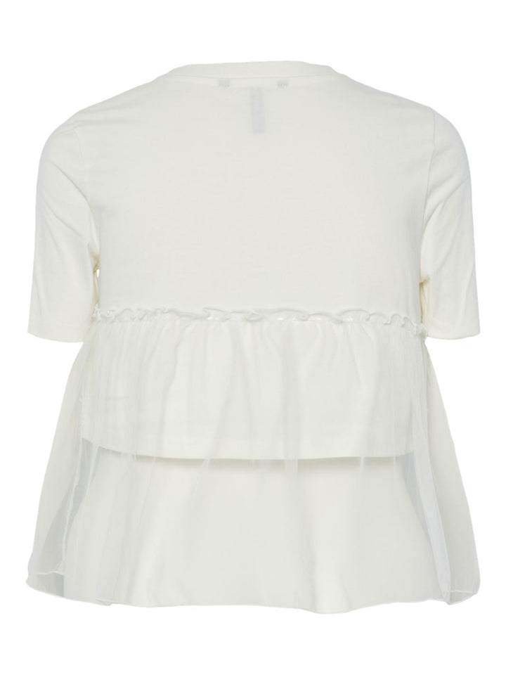 Pieces - Pcmollie Ss Tulle Tee - 4882928 Cloud Dancer