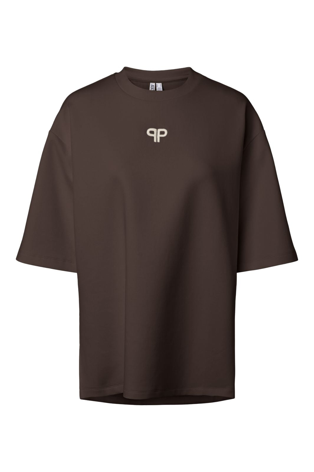 Pieces - Pcmuna Ss O-Neck Oversize Tee - 5122248 Hot Fudge Birch Embroidery
