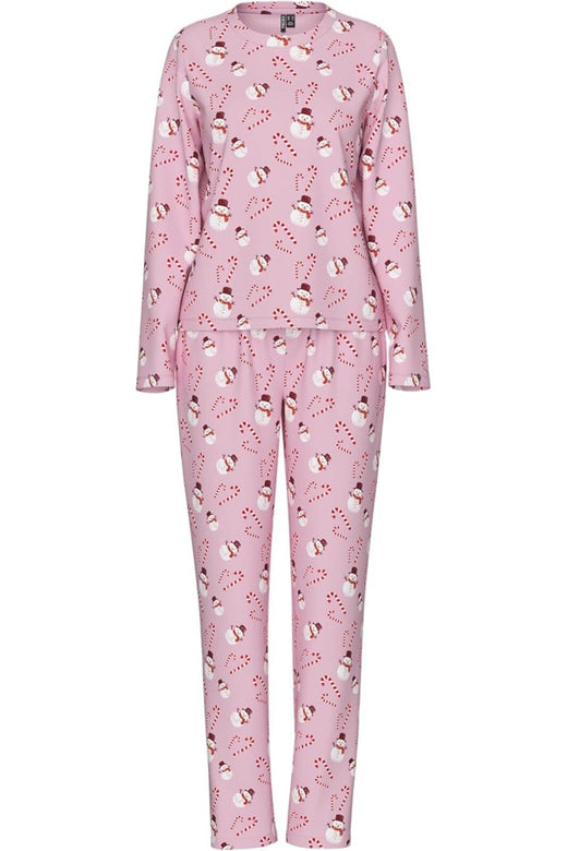 Pieces - Pcnaya Xmas Ls Nightwear Set - 4829535 Pink-A-Boo Snowman/Candycane Nattøj 