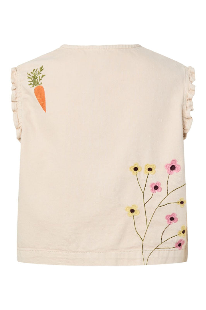 Pieces - Pcpalma Sl Frill Denim Top - 5023558 Ecru Embroidery
