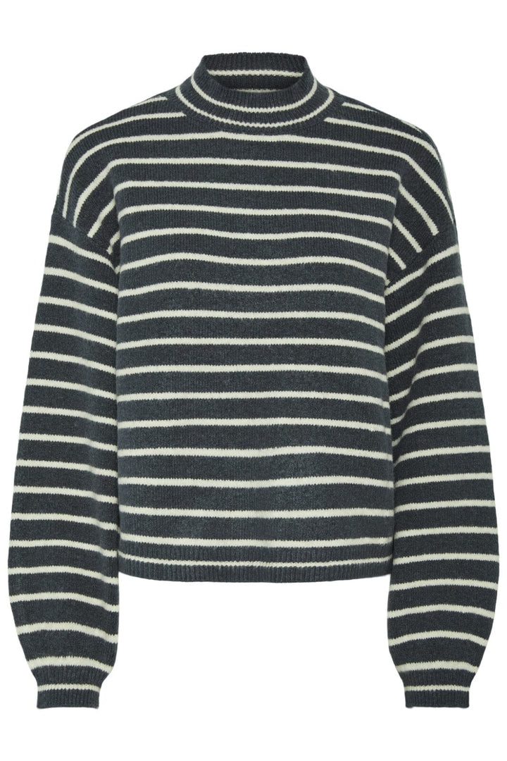 Pieces - Pcpenna Ls High Neck Knit - 4633595 Ombre Blue Whitecap Gray