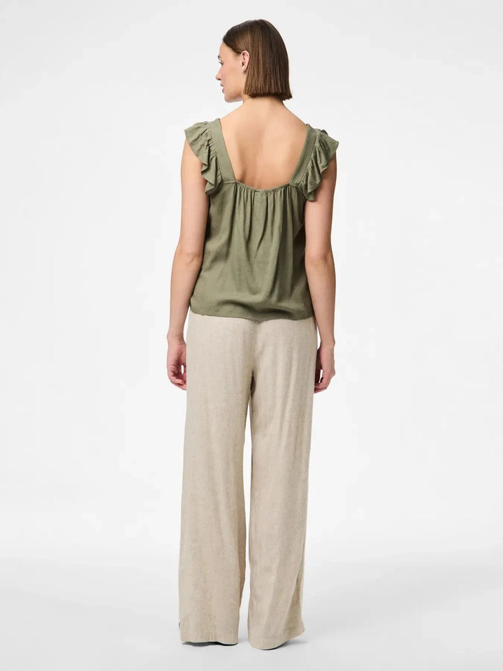 Pieces - Pcpia Sl Top - 4649002 Deep Lichen Green Toppe 