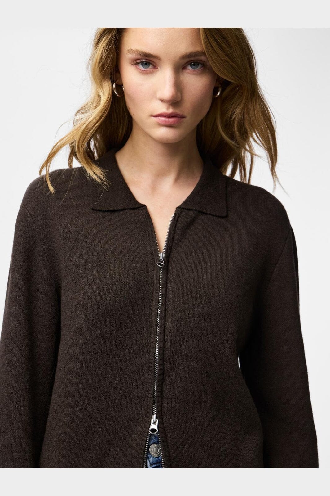 Pieces - Pcraja Ls Zip Knit Cardigan - 5000729 Delicioso