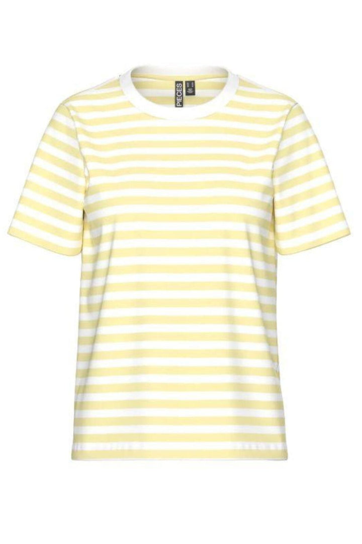 Pieces - Pcria Ss Tee Stripes - 4992581 French Vanilla Bright White T-shirts 