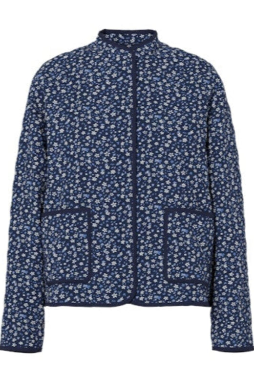 Pieces - Pcrikke Quilted Jacket - 4994187 Navy Blue Flower Jakker 