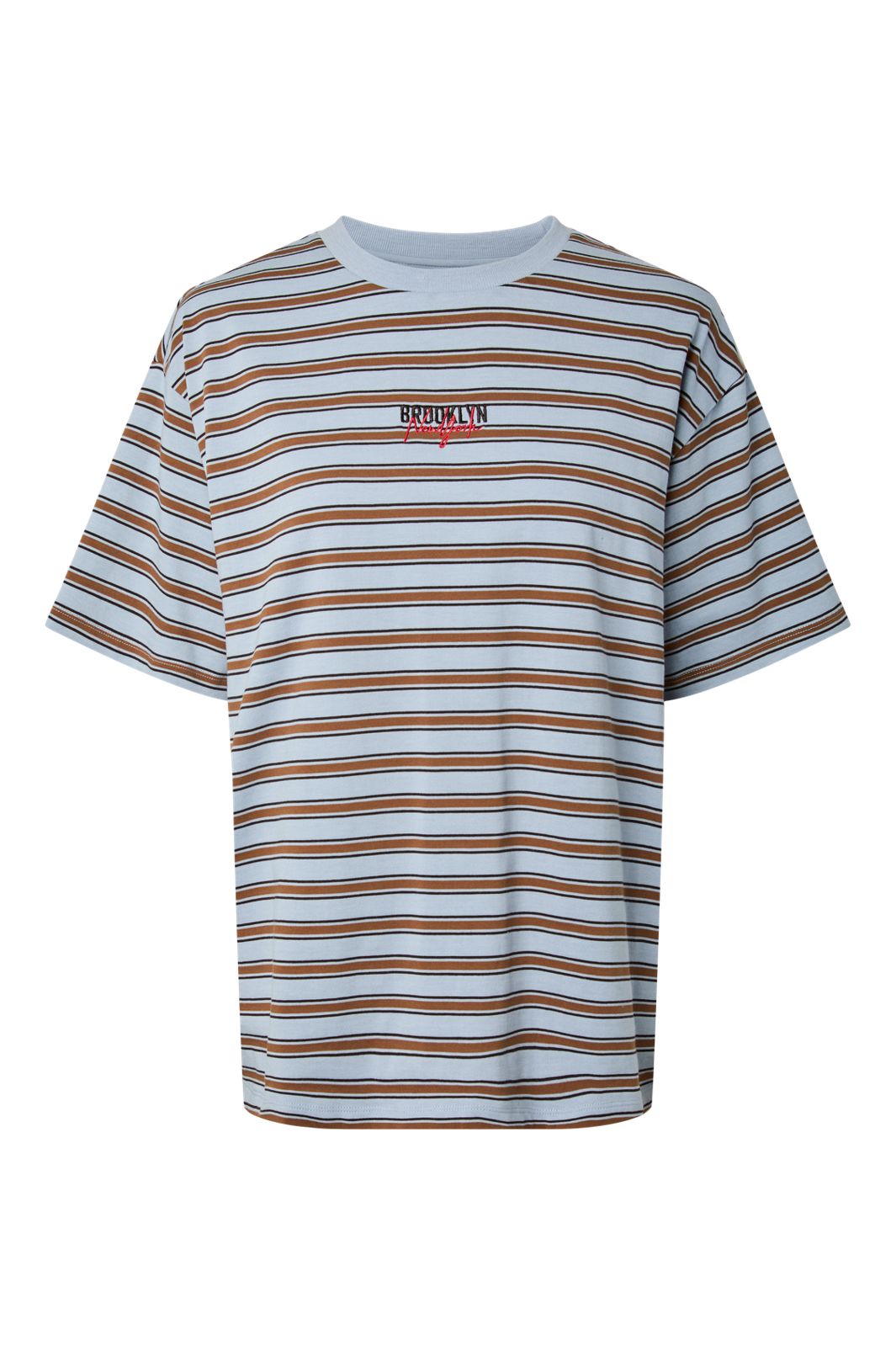 Pieces - Pcsadie Ss Oversized T-Shirt - 5121764 Brunnera Blue Brown And Black