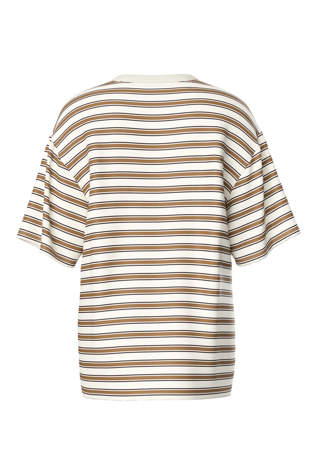 Pieces - Pcsadie Ss Oversized T-Shirt - 5125422 Cloud Dancer Brown And Black