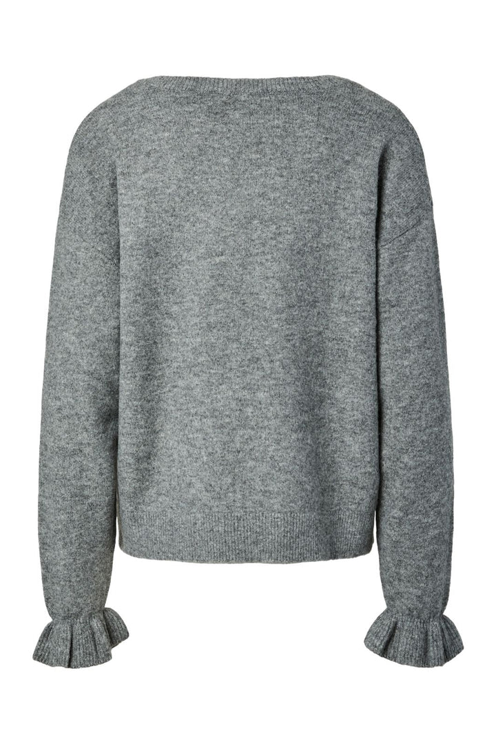 Pieces - Pcsally Rev Frill Cardigan Knit - 5050696 Medium Grey Melange