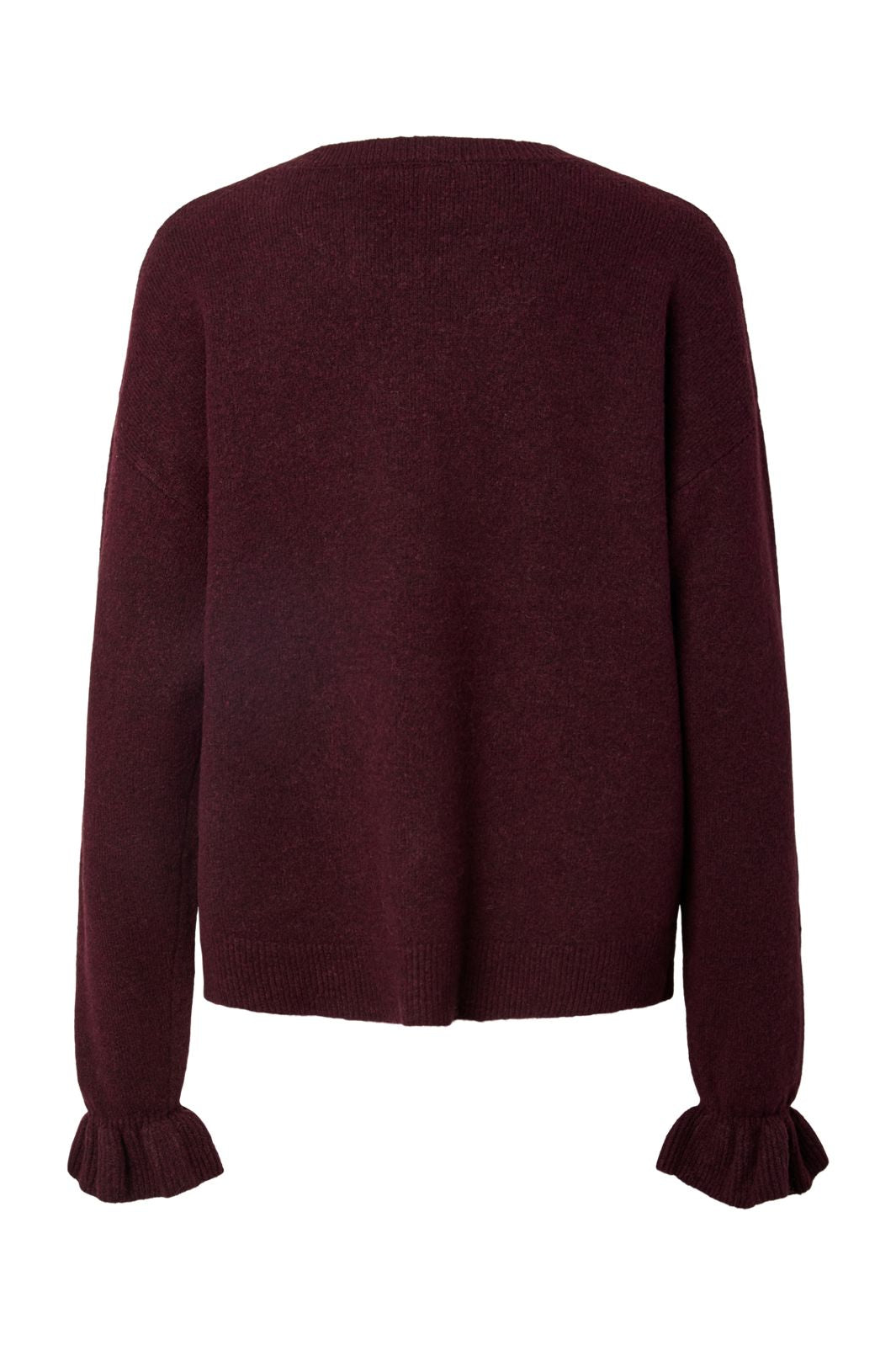 Pieces - Pcsally Rev Frill Cardigan Knit - 5087252 Winetasting Melange