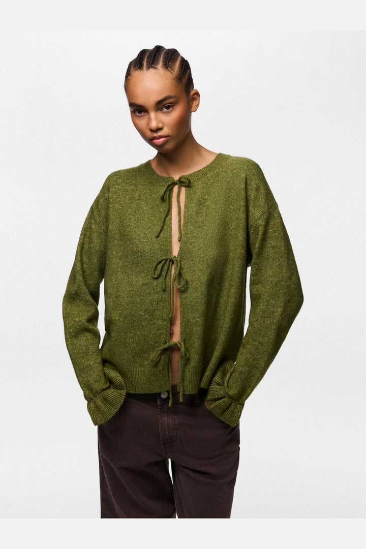 Pieces - Pcsally Rev Frill Cardigan Knit - 5087256 Sphagnum Melange