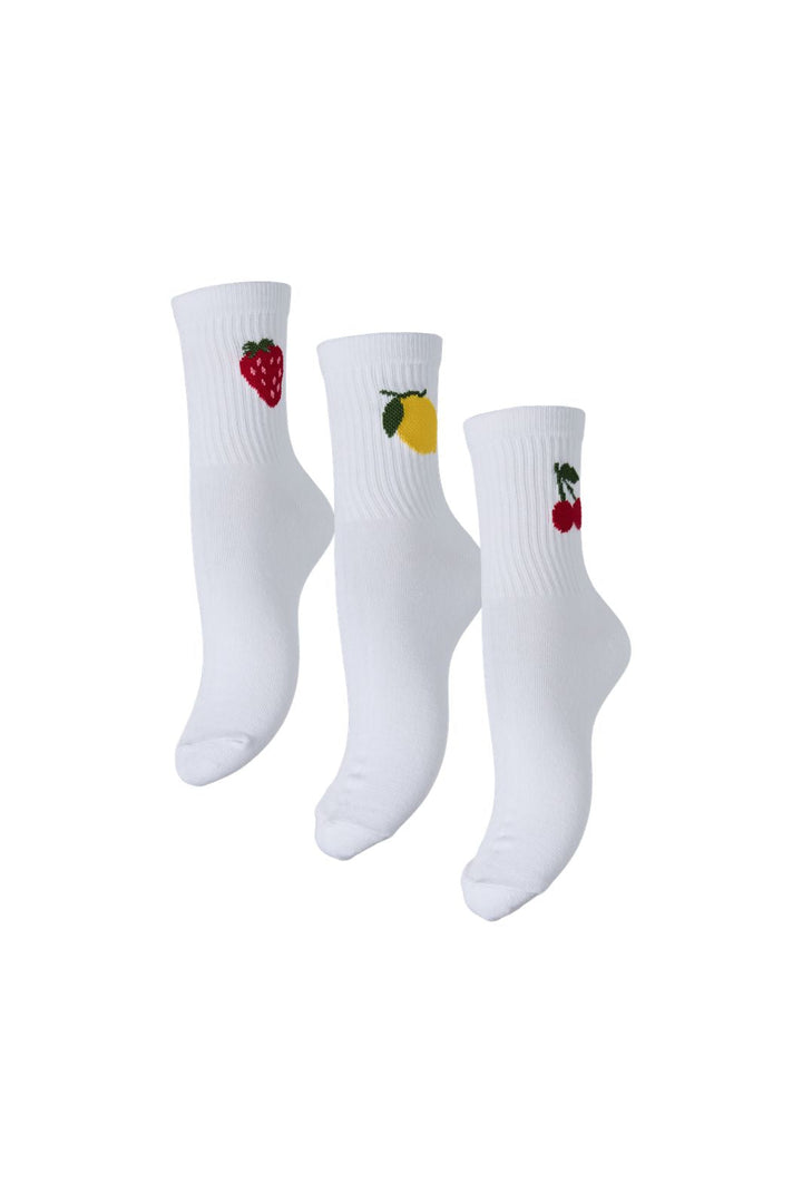 Pieces - Pcsanni Socks 3 Pack - 4626360 Bright White 3 Fruits