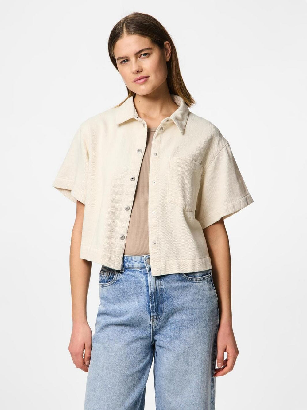 Pieces - Pcsavanna Ss Denim Shirt - 4701774 Raw Cotton
