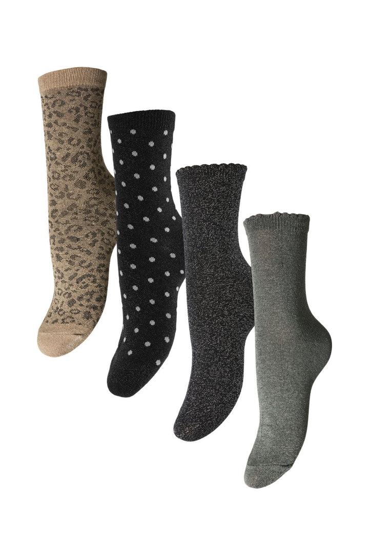 Pieces - Pcsebby Glitter Long 4-Pack Mix - 4866196 Deep Lichen Green 4-Pack Deep-Blcsil-Blcdot-Taupleo