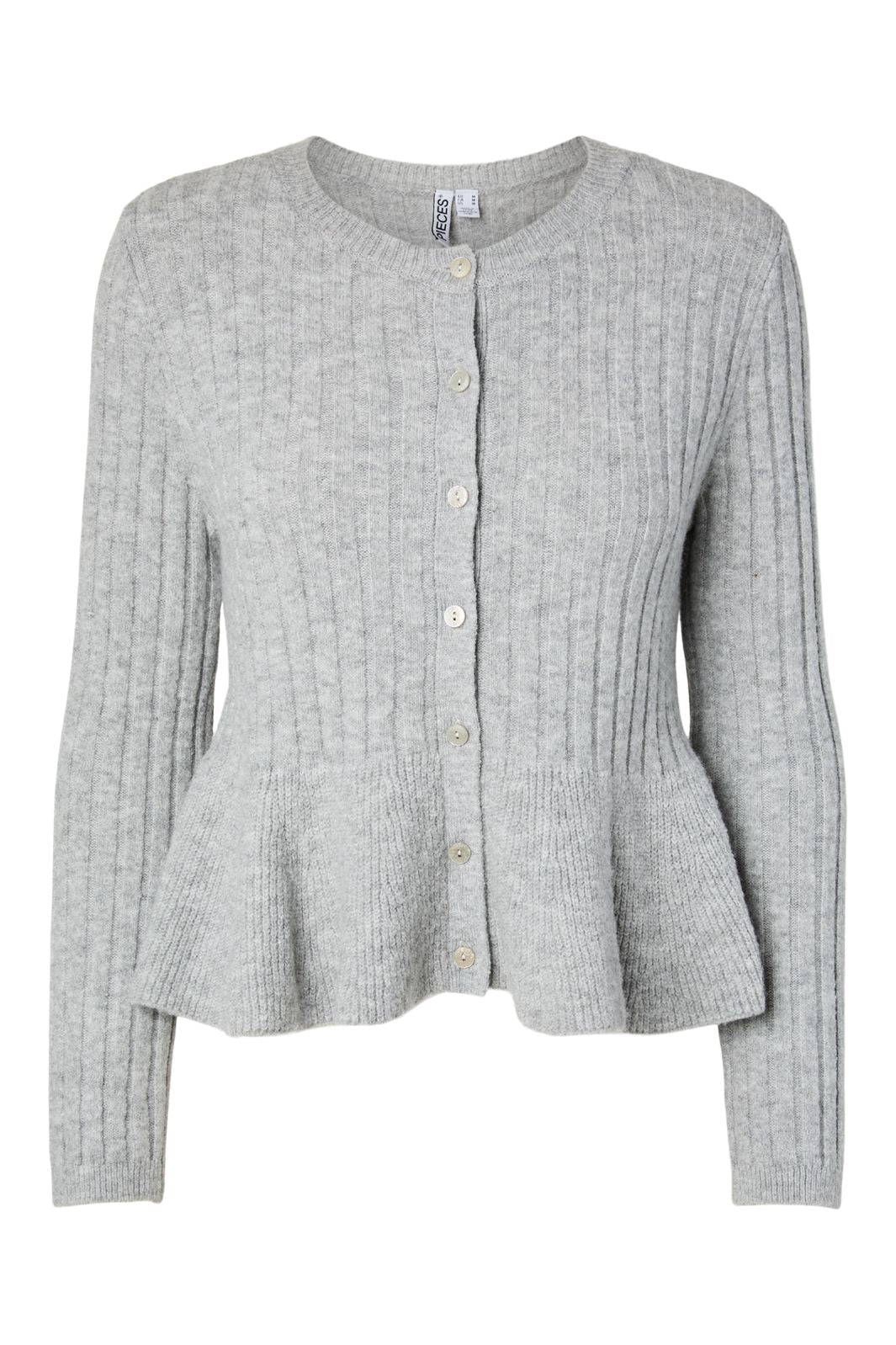 Pieces - Pcsilje Ls O-Neck Pep Knit Cardigan - 5194321 Light Grey Melange