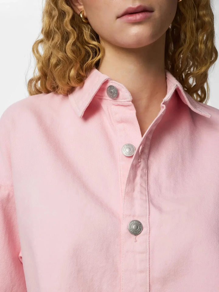 Pieces - Pcsky Ss A-Shape Denim Top - 4992608 Roseate Spoonbill Skjorter 