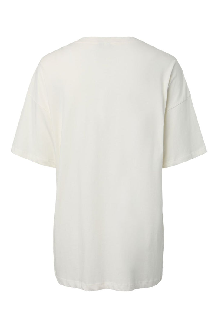 Pieces - Pcskylar Ss Detail Tee Fsy Pp - 5036991 Cloud Dancer Rhinestone/Studs
