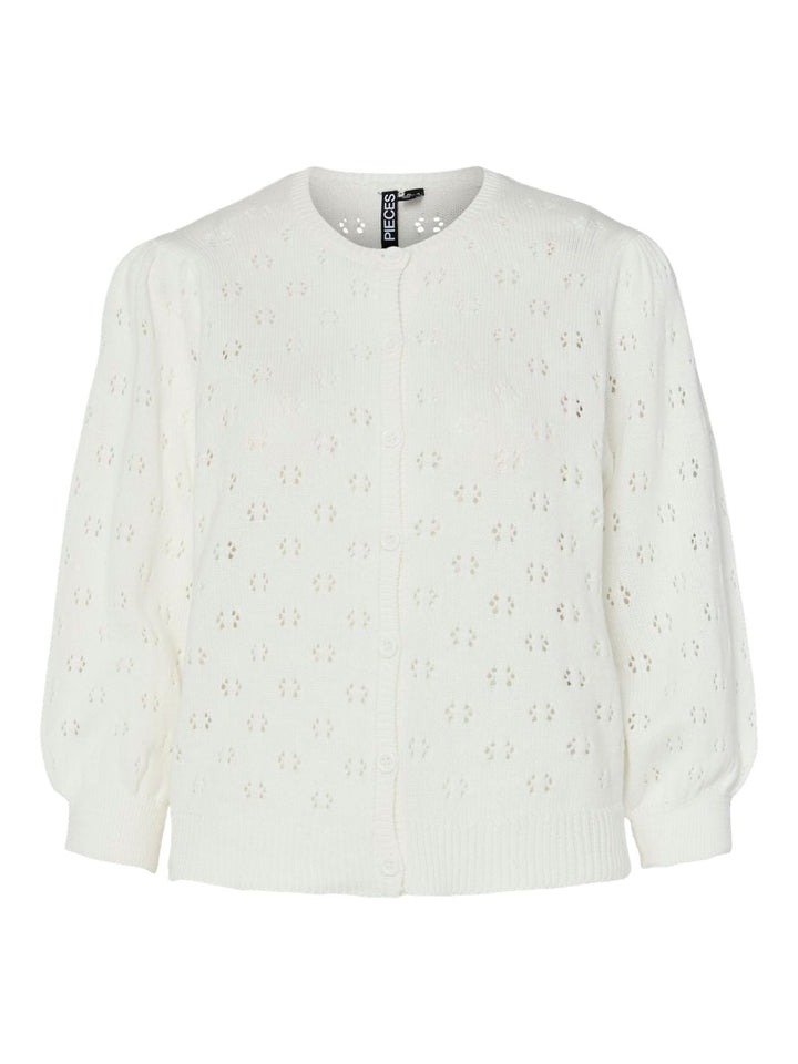 Pieces - Pcsua 3/4 Sleeve O-Neck Knit Cardigan - 4698645 Cloud Dancer