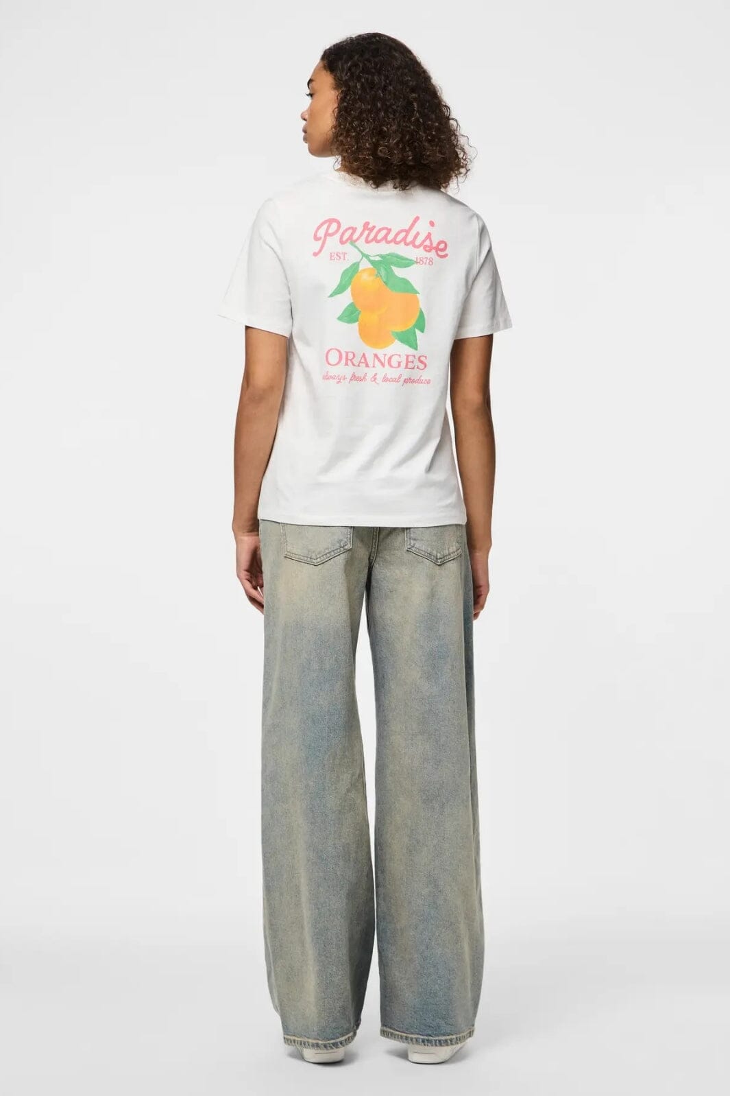 Pieces - Pcsummer Ss Printed T-Shirt - 4674982 Bright White Paradise Oranges
