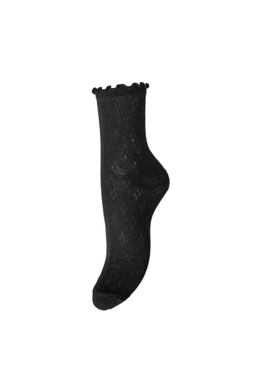 Pieces - Pctherese Pointelle Socks - 4907368 Black Strømper 