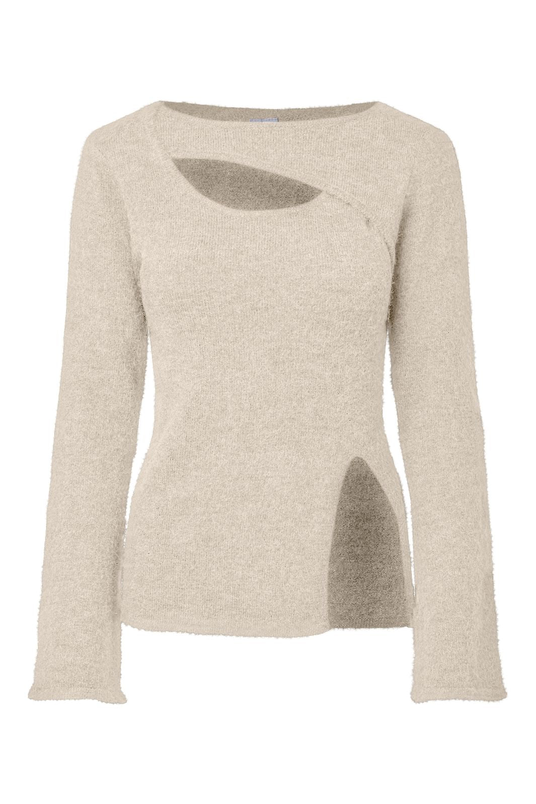 Pieces - Pcvallie Ls Slit Knit - 5191854 Whitecap Gray