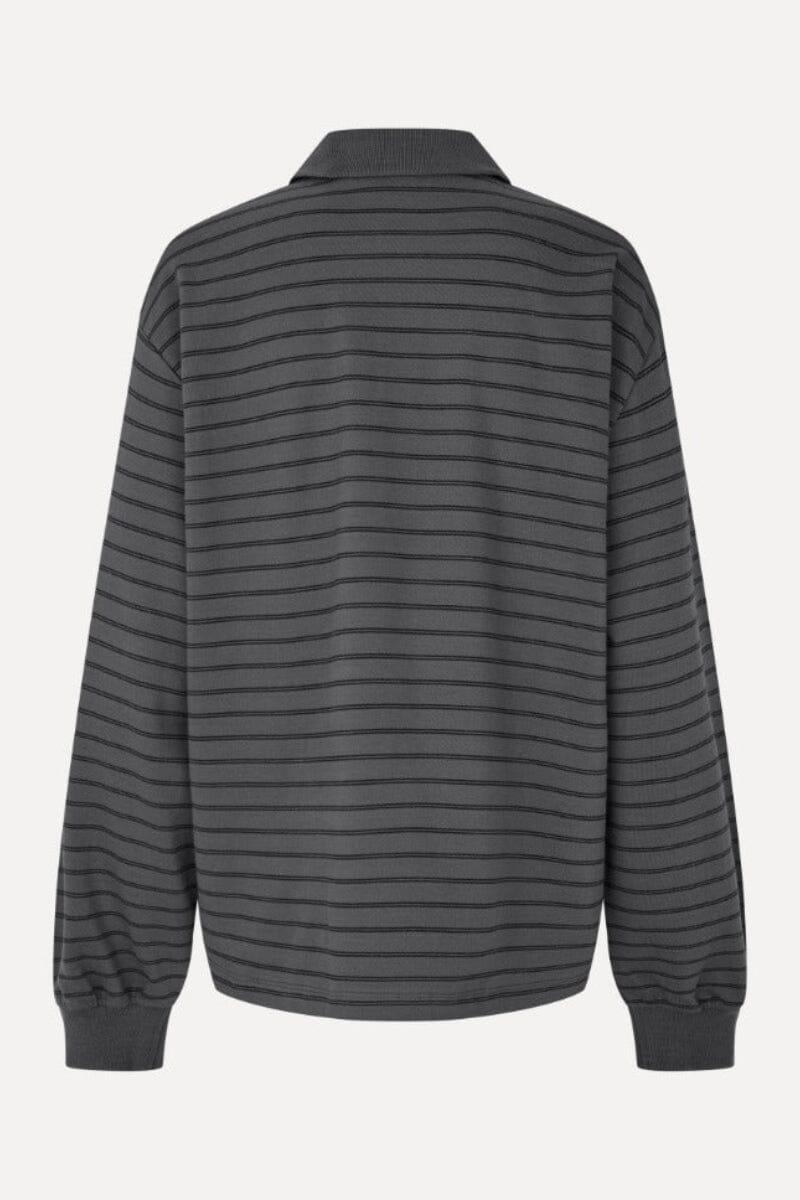Rotate - Pique Longsleeve Polo 1174161206 - 1206 Gray Pinstripe Comb. Toppe 