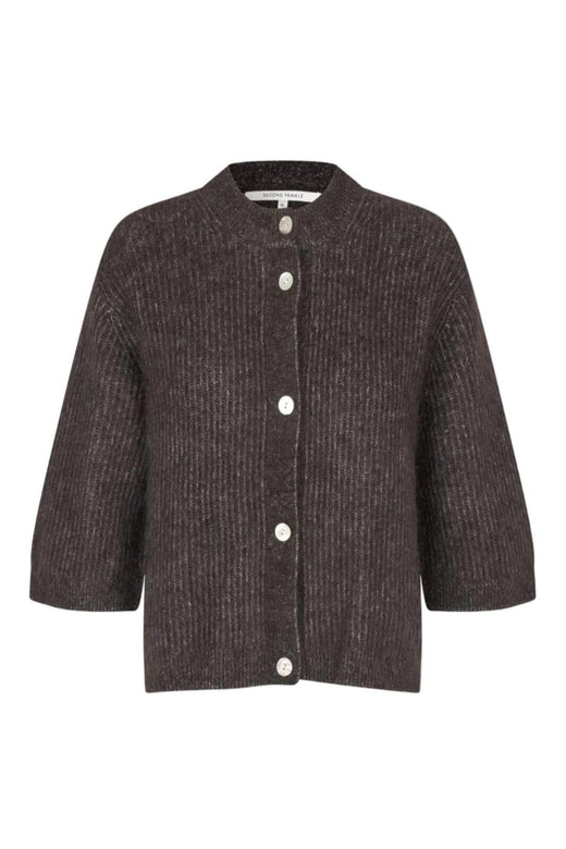 Second Female - Andrea Knit Rib Cardigan 58367 - 6150 Chocolate Torte Cardigans 
