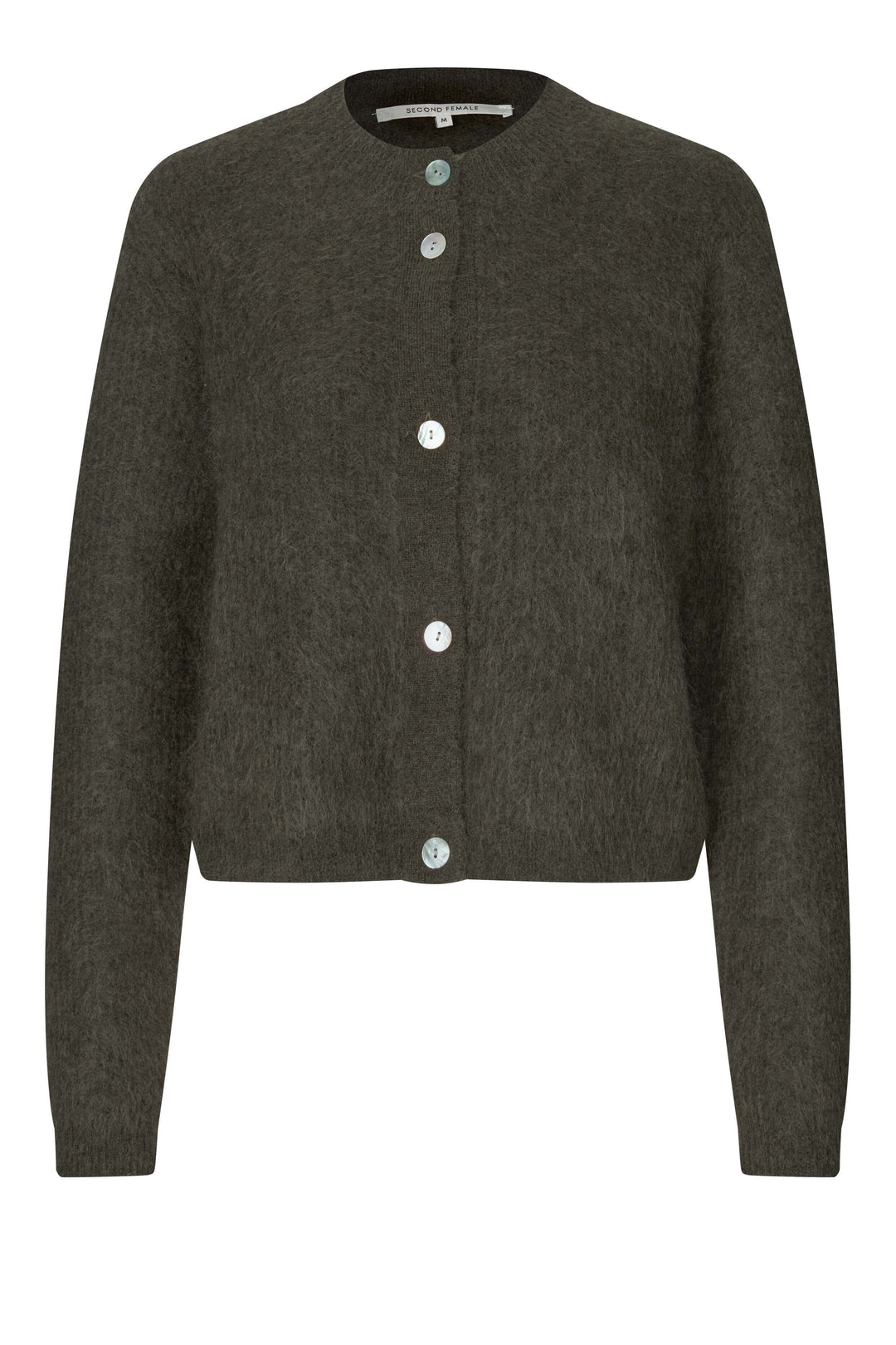 Second Female - Andrea Knit Rib LS Cardigan 60126 - 8004 Black Olive Cardigans 