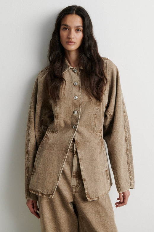 Second Female - Isana Fitted Denim Jacket 61291 - 6016 Camel Jakker 
