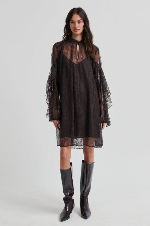 Second Female - Sybell Lace Dress 60508 - 6150 Chocolate Torte Kjoler 