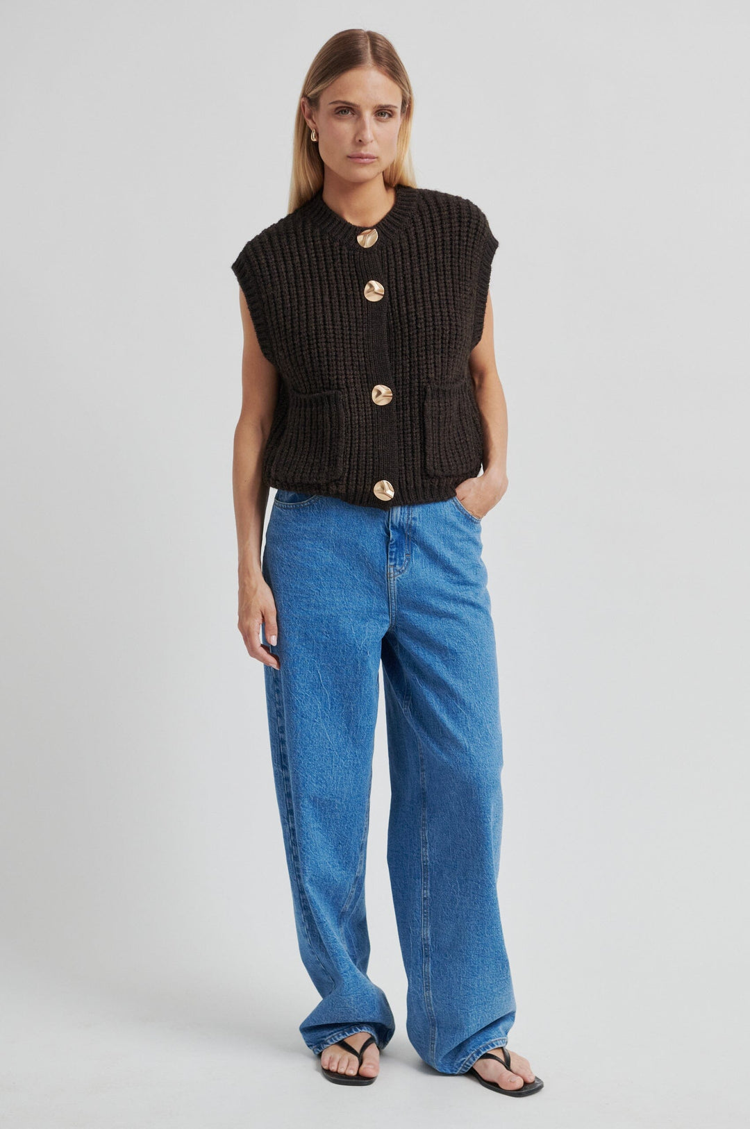 Second Female - Ulrikke Knit Vest 60546 - 6150 Chocolate Torte Veste 