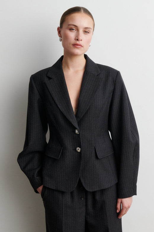 Second Female - Vienne Sculptured Blazer 60895 - 7003 Dark grey melange Blazere 