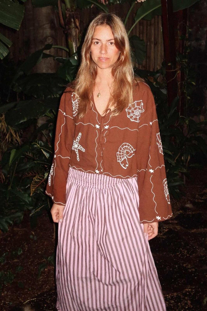 Sissel Edelbo - Seashell Top SE 1631 - Soft Brown Bluser 