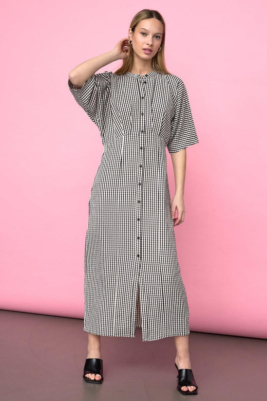 Sisters Point - Eleo-Dr1 20053 - 840 - Cream/Black Check Kjoler 