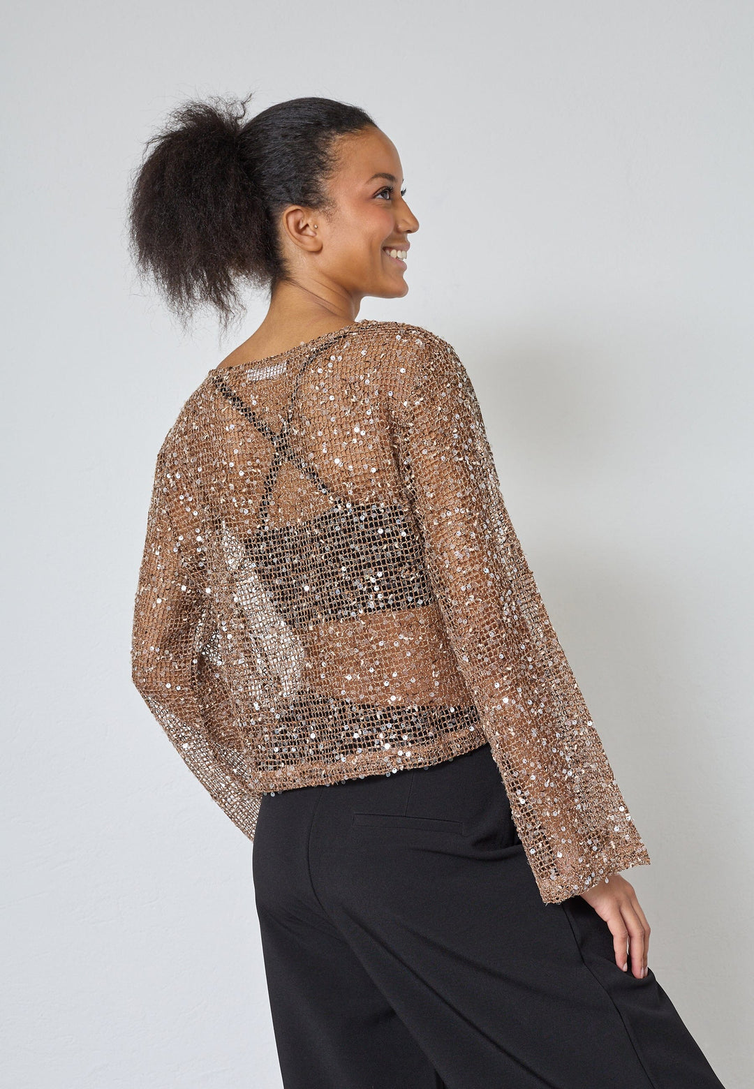Sisters Point - Glisa-Ls 19500 - 802 - Brown Glitter Bluser 