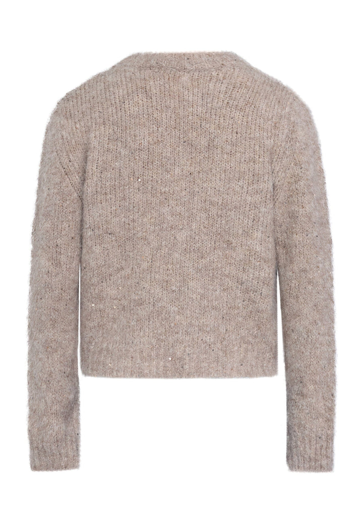 Sisters Point - Lessie-Pu 20157 - 116 - Beige Glitter Strikbluser 