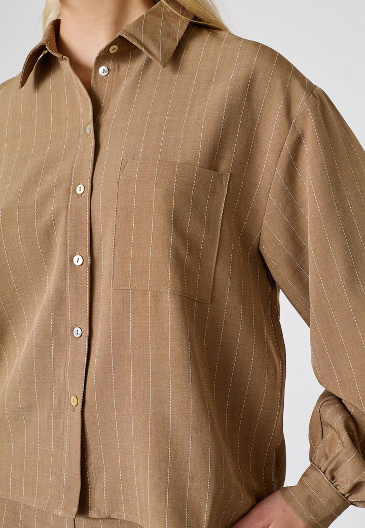 Sisters Point - Verina-Sh3 19504 - 225 - Hazelnut Pinstripe Skjorter 
