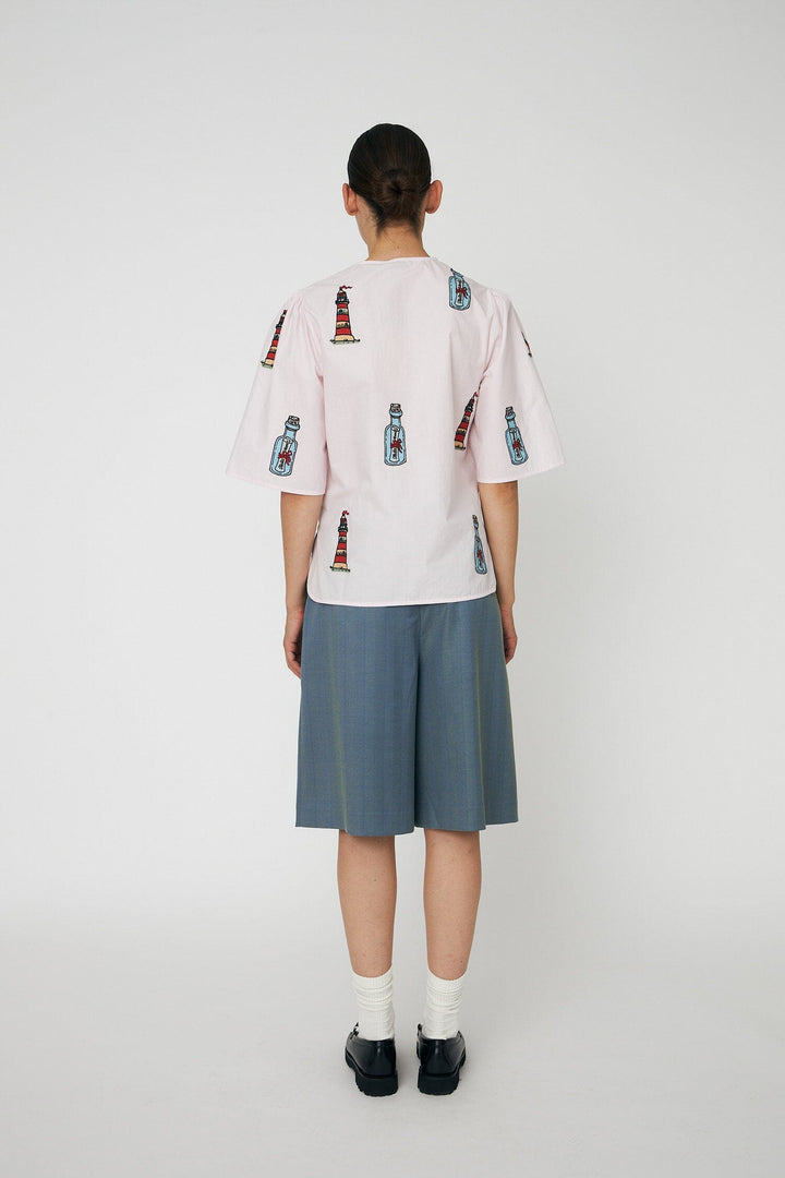 Stella Nova - Embroidered Bow Shirteb61-1431 - 558 Pale Pink Skjorter 