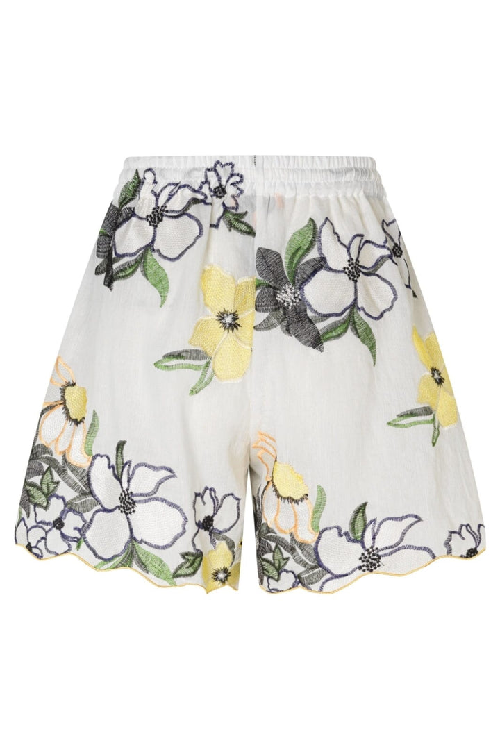Stine Goya - 2133 Tencel, Scalloped Elasticated Waistband Shortssg-pf25-p071-2133 - Wild Flowers Embroidery
