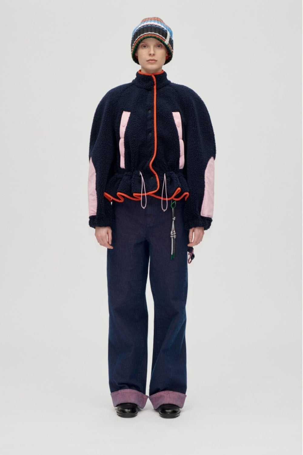 Stine Goya - 2412 Fleece / Nylon, Dropped Shoulder Gathered Jacketsg-aw25-j058-2412 - Black Iris