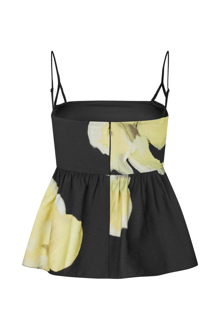 Stine Goya - 2450 Printed Viscose, Floral Peplum Topsg-ps26-t139-2450 - Yellow Petunias Toppe 