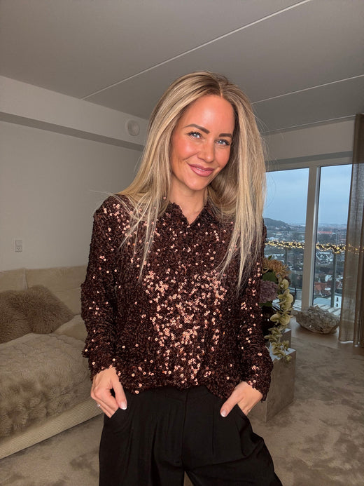 Valentin Studio - Classy Sequins Shirt 163336 - 210 - Brown Skjorter 