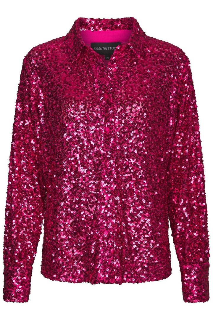 Valentin Studio - Classy Sequins Shirt 163336 - 457 - Pink/Red Skjorter 