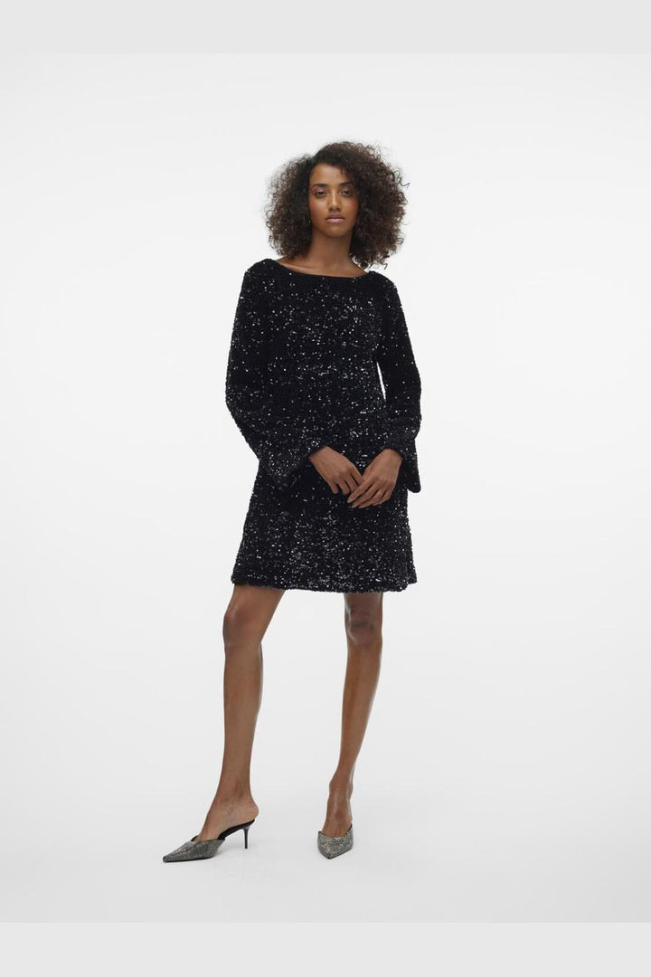 Vero Moda - Vmlaila Ls Sequin Bow Dress - 4682968 Black